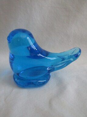 LEE WARD GLASS BLUE BIRD SIGNED & DATED 1996